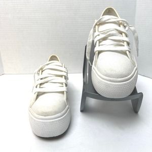 Steve Madden Elore White Fabric Platform Sneaker Size 7.5